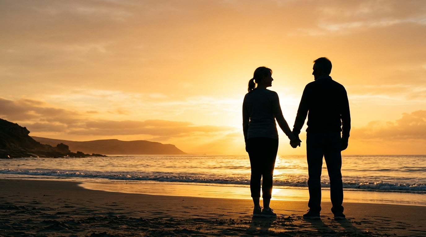 A couple reconnecting and holding hands